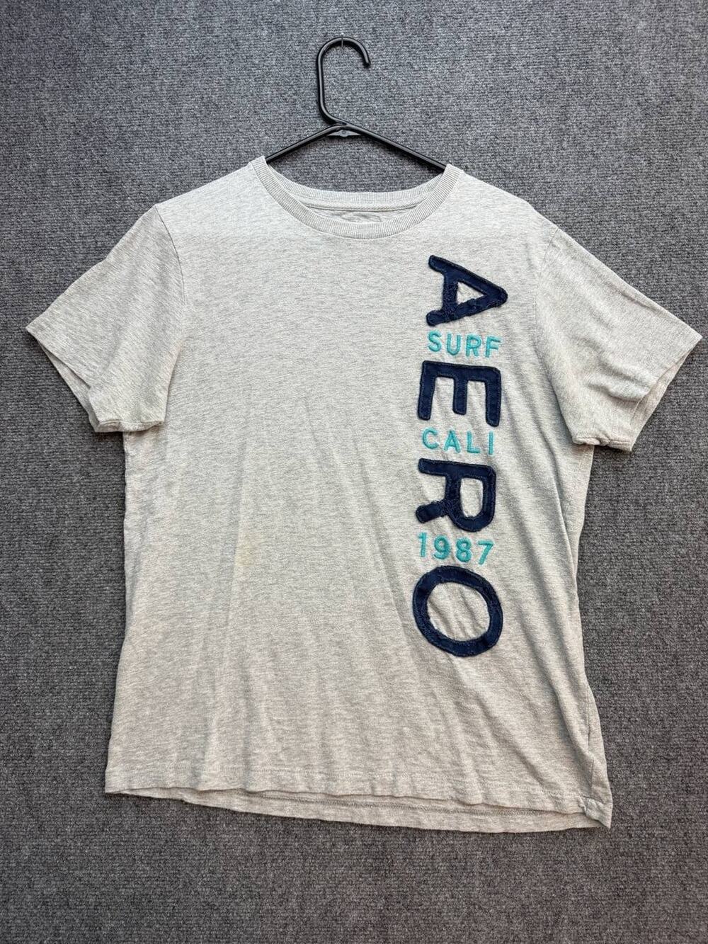 Aeropostale Mens M Gray AERO Surf Cali 1987 Graphic Logo Cotton T-Shirt